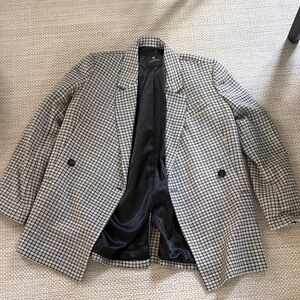 Anine Bing Black and White Checked Blazer